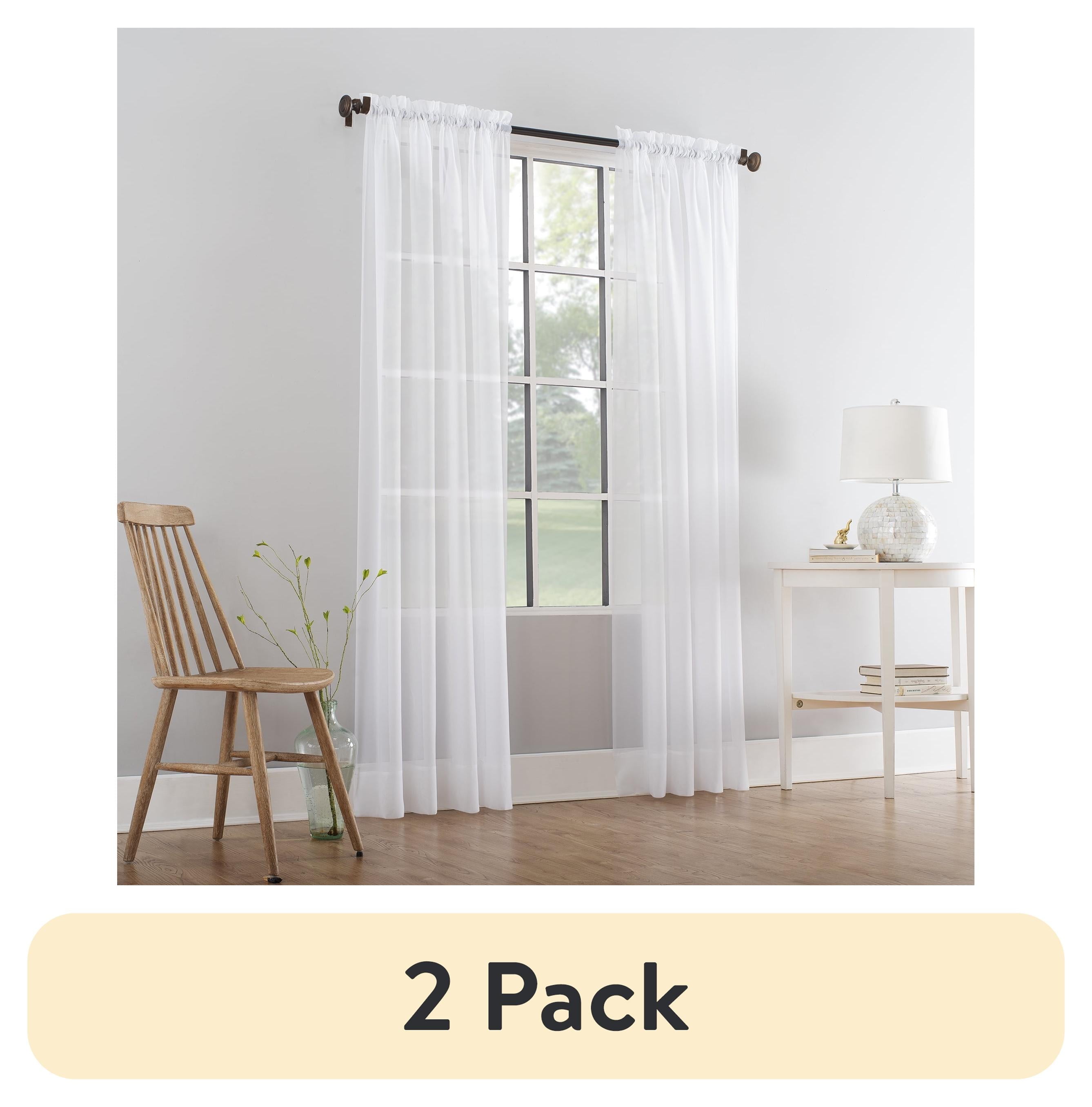 (2 pack) Mainstays Marjorie Sheer Voile Curtain, Single Panel, 59"w x 84"l, White