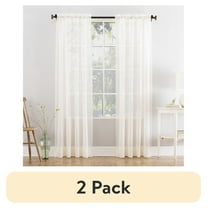 (2 pack) Mainstays Marjorie Sheer Voile Rod Pocket Single Curtain Panel, 1 Panel, Ivory, 59"W x 63"L