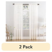 2 pack 2 pack Mainstays Marjorie 1-Piece Sheer Voile Rod Pocket Curtain Panel, 59 in x 63 in, Ivory