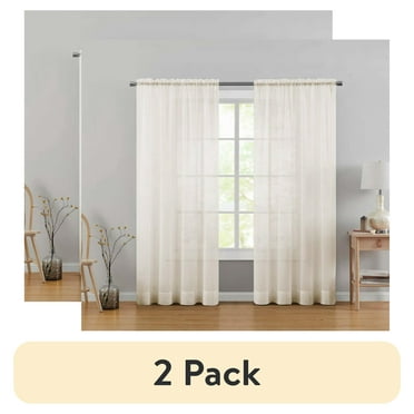 (2 pack) Mainstays Marjorie Sheer Voile Curtain Panel, 1 Panel, Ivory, 59" W x 63" L