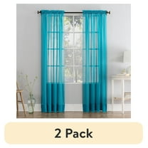 (2 pack) Mainstays Marjorie Sheer Voile Rod Pocket Single Curtain Panel, 1 Panel, Turquoise, 59"W x 84"L