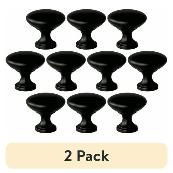 (2 pack) Mainstays Matte Black Round Mushroom Knob, Steel, 10 Pack