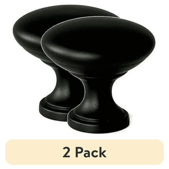 (2 pack) Mainstays Matte Black Round Mushroom Knob, Steel, 2 pack