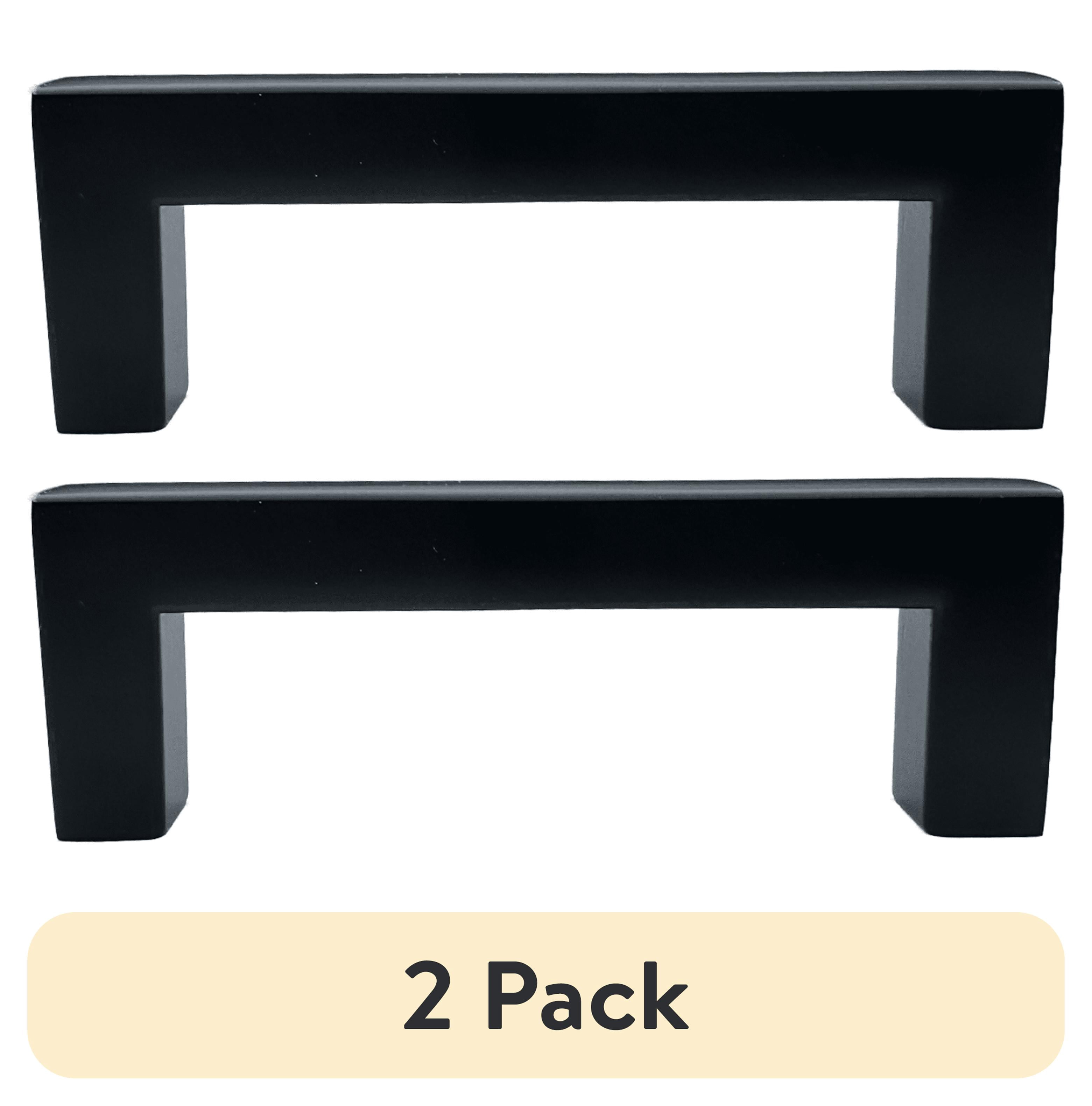 (2 pack) Mainstays Matte Black Square Pull 3" (76mm) Center-to-Center, Aluminum, 2 Pack