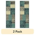 thumbnail interactive-video image 1 of (2 pack) Mainstays Medallion Block Teal Indoor Hallway Runner Rug, 1'8" x 5', 1 of 9