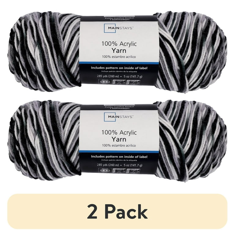 2 pack) Mainstays Medium Acrylic Black Blend Yarn, 5 Oz 285 Yards