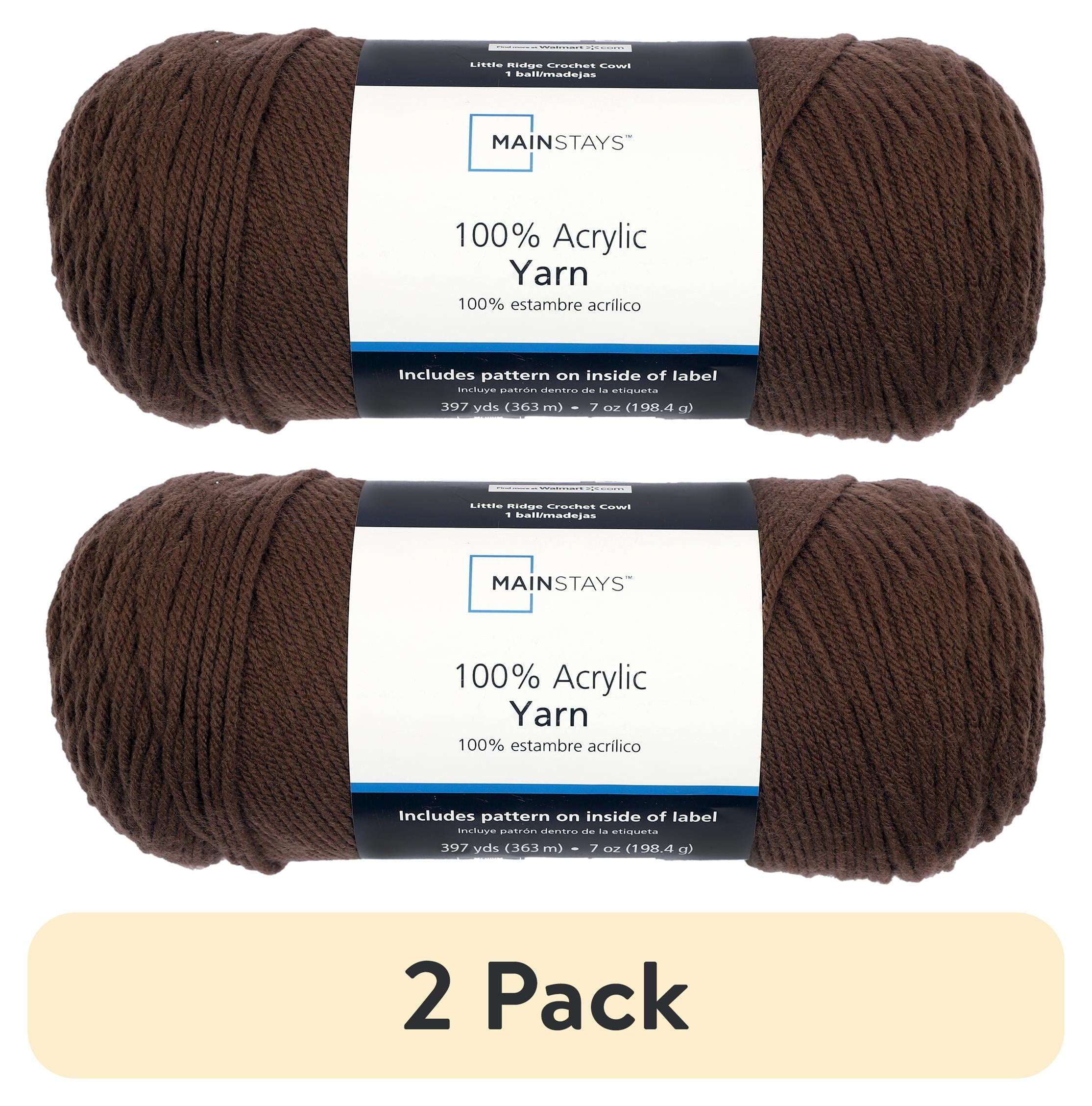 (2 pack) Mainstays Brown Acrylic Yarn, Medium 4, 7 Oz, 397 Yards