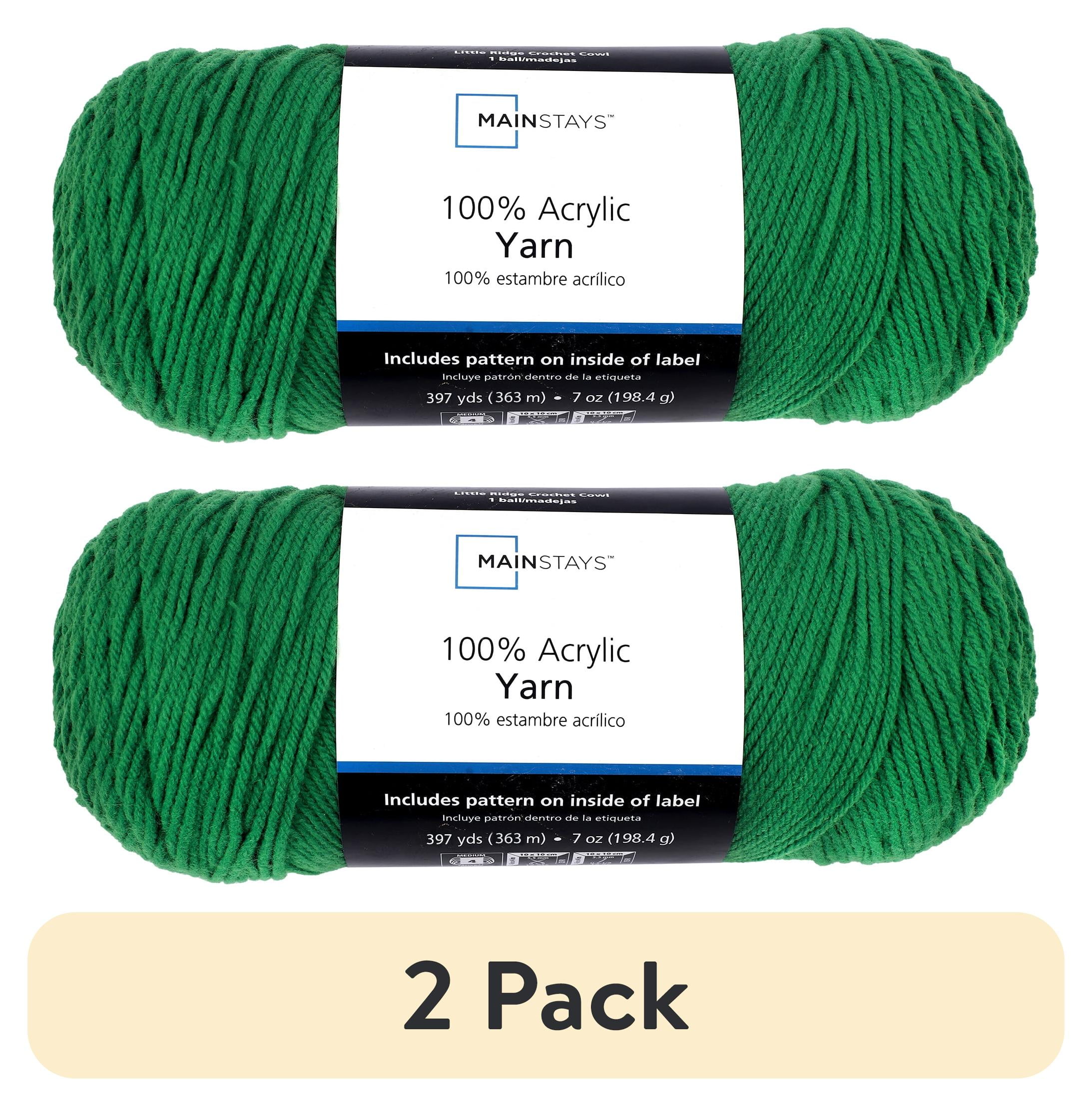 (2 pack) Mainstays Medium Acrylic Green Yarn, 7 oz 397 Yards