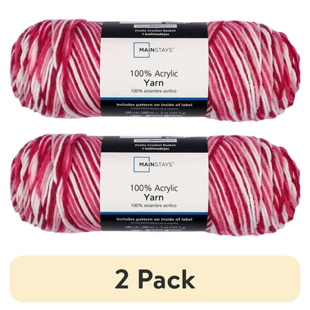 (2 pack) Mainstays Medium Acrylic Pink Blend Yarn, 5 Oz 285 Yards