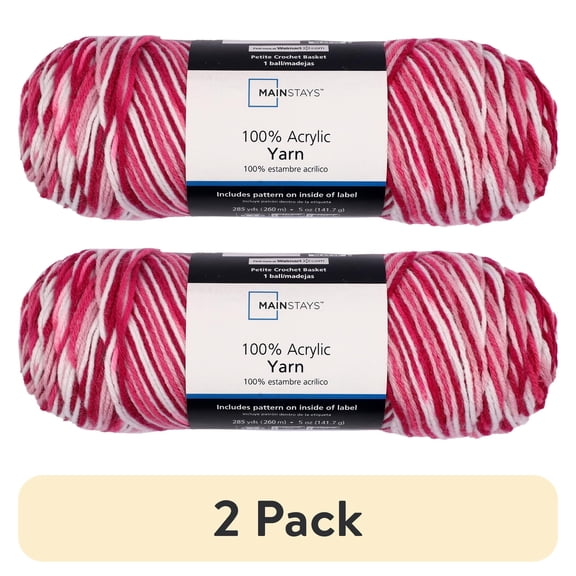 (2 pack) Mainstays Medium Acrylic Pink Blend Yarn, 5 Oz 285 Yards