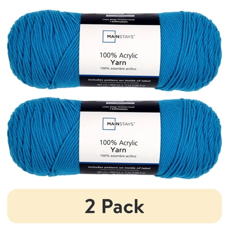 (2 pack) Mainstays Medium 4 Acrylic Teal Yarn, 7 oz, 397 Yards