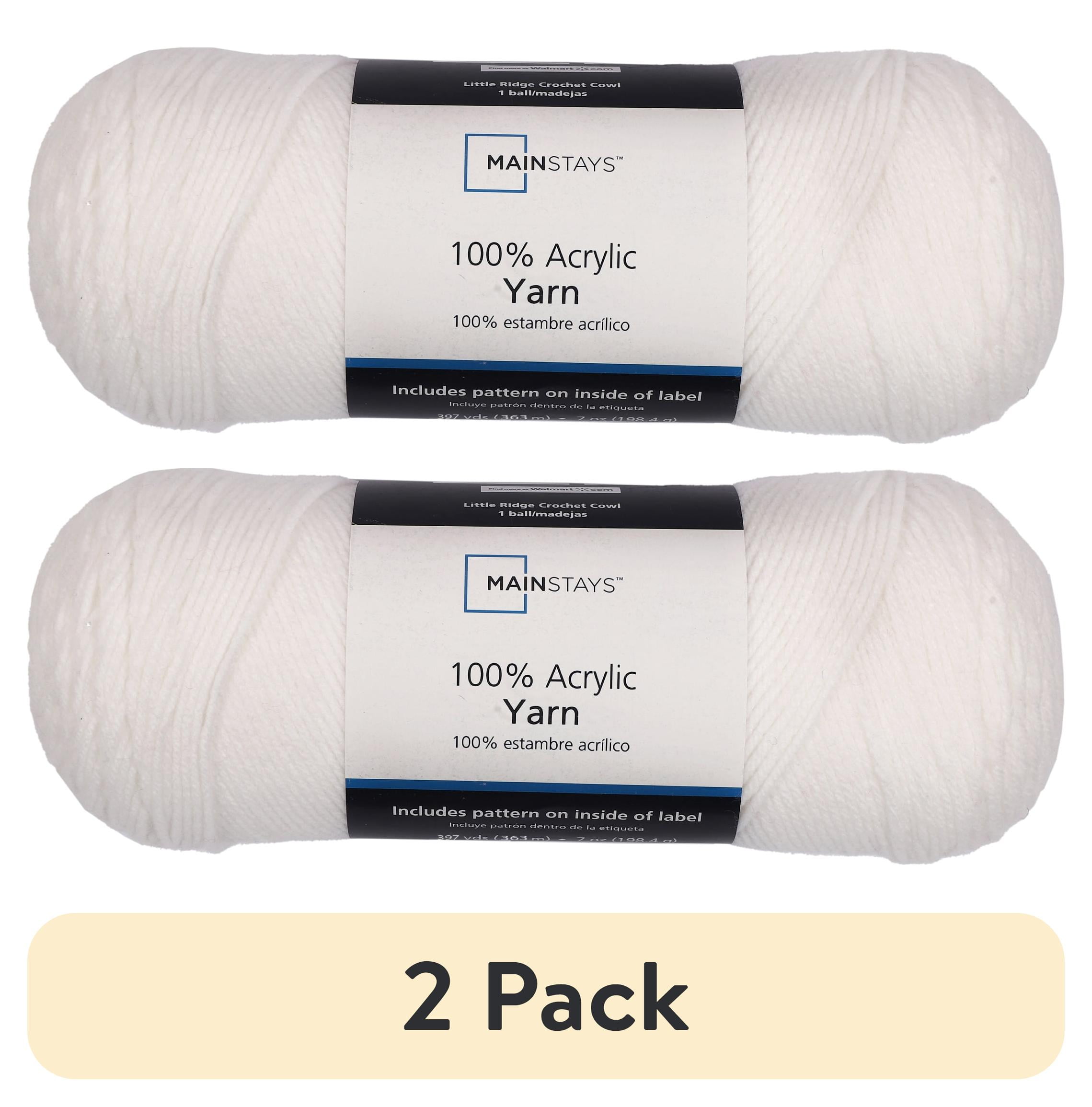(2 pack) Mainstays Medium Acrylic White Yarn, 7 Oz 397 Yards - Walmart.com