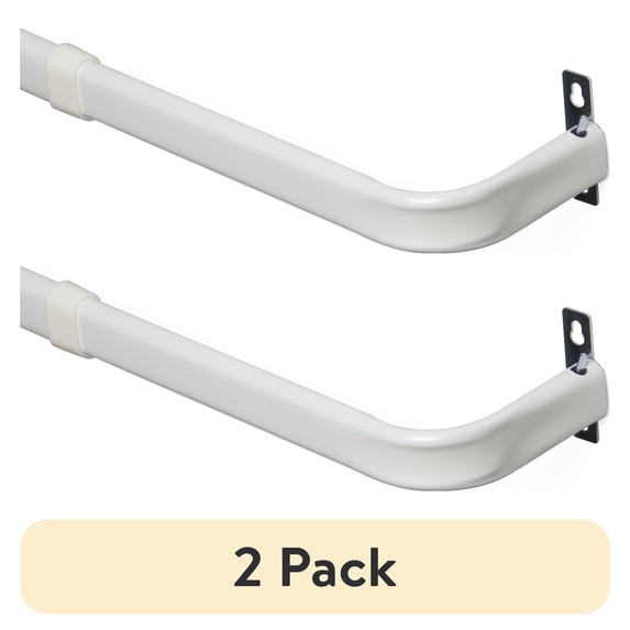 (2 pack) Mainstays Metal Wrap Adjustable Curtain Rod, 48 in to 86 in, White