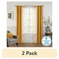 thumbnail image 1 of (2 pack) Mainstays Metallic Blackout Curtains and Sheers Set, 4 Panels, Brown Butter, 27.5" W x 84” L, 1 of 7