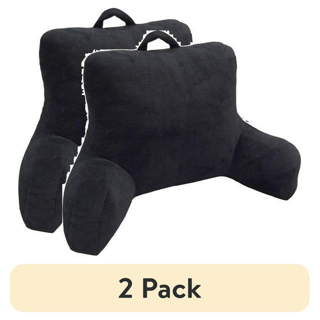 (2 pack) Mainstays Micro Mink Plush Backrest Lounger Pillow, Rich Black Poly Micro Mink