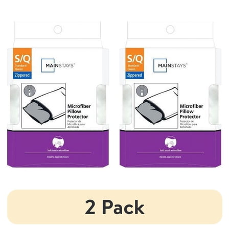(2 pack) Mainstays Microfiber Zippered Pillow Protector