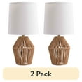thumbnail image 1 of (2 pack) Mainstays 12.75 in 1-Light Bohemian Energy Efficient Natural Color Finish Table Lamps with White Striped Shades, 1 of 7