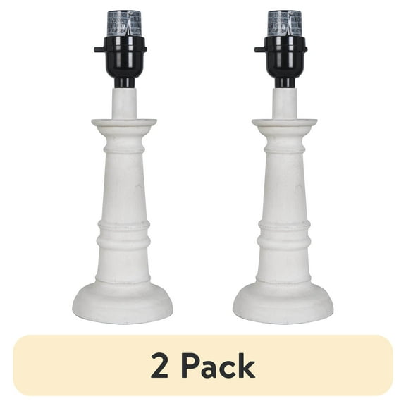 (2 pack) Mainstays Mix & Match Composite 11" Height White Wash Finish Accent Lamp Base