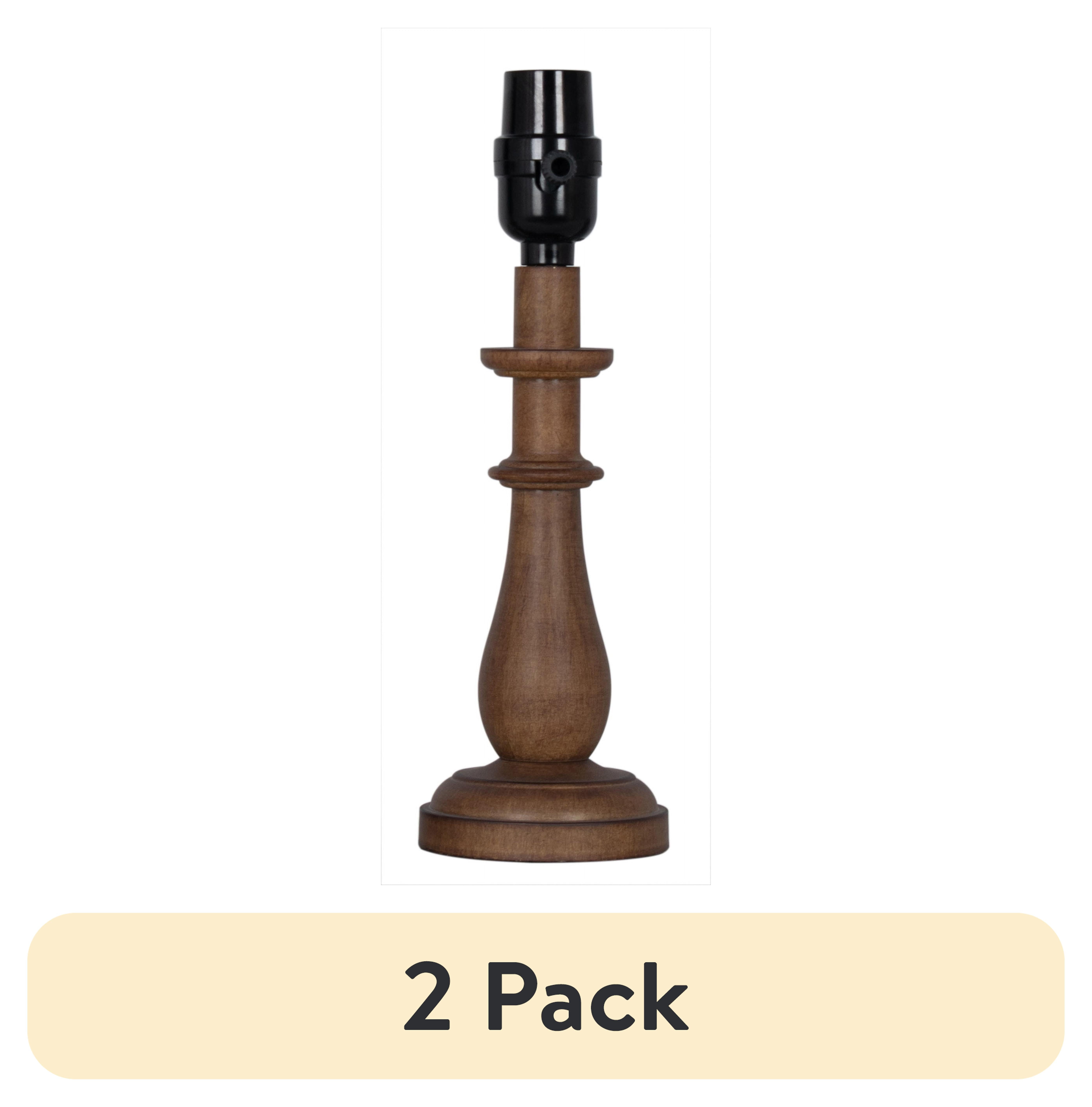 (2 pack) Mainstays Mix and Match 11" Turn Wood Finish Accent Lamp Base, Brown