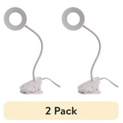 (2 pack) Mainstays Modern LED Ring Light Gooseneck Clip Lamp, White, Matte Finish, Suitable for All Ages