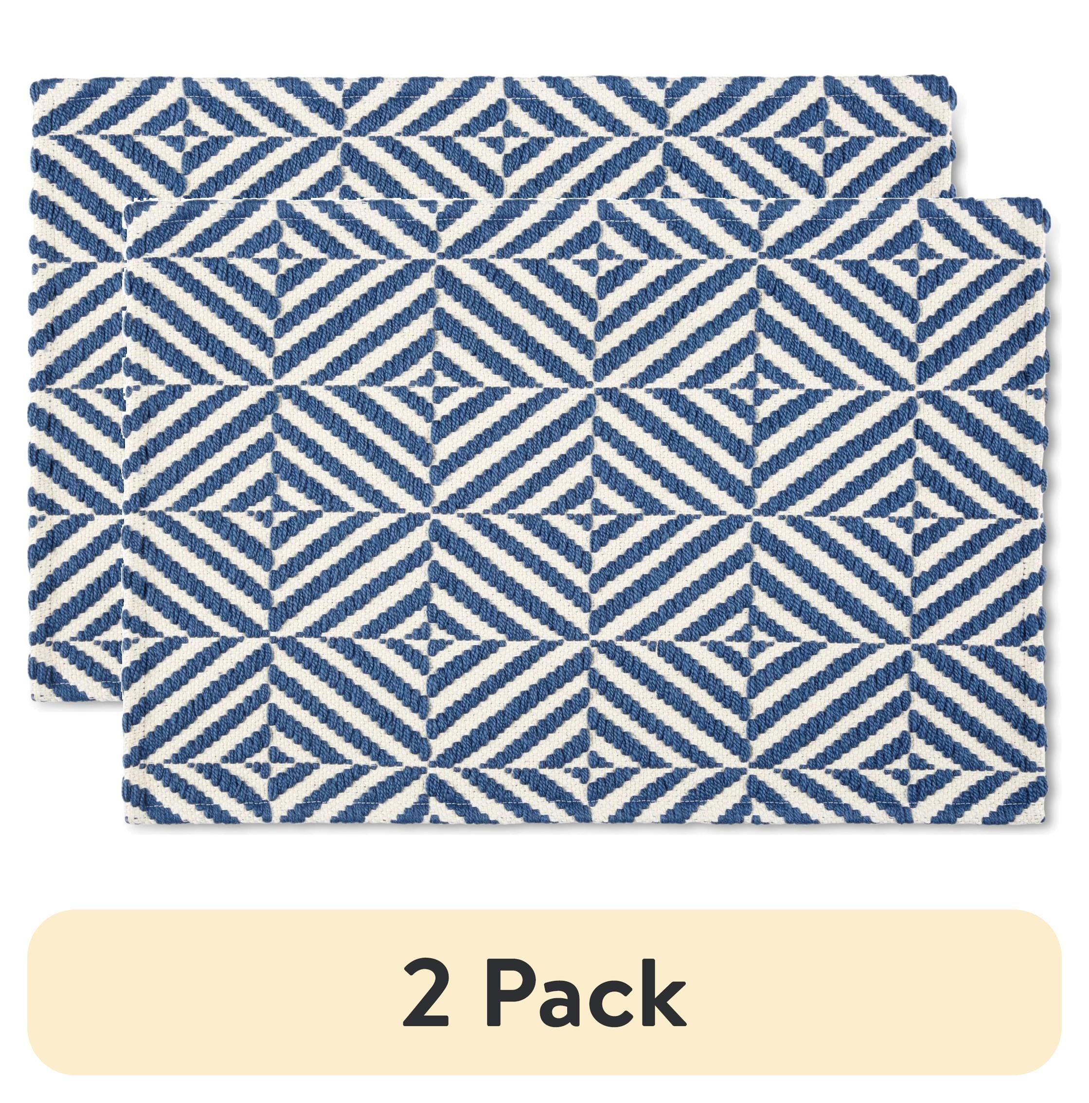 (2 pack) Mainstays Montana Woven Fabric Mat, 18"x27", Navy, Available in Multiple Colors