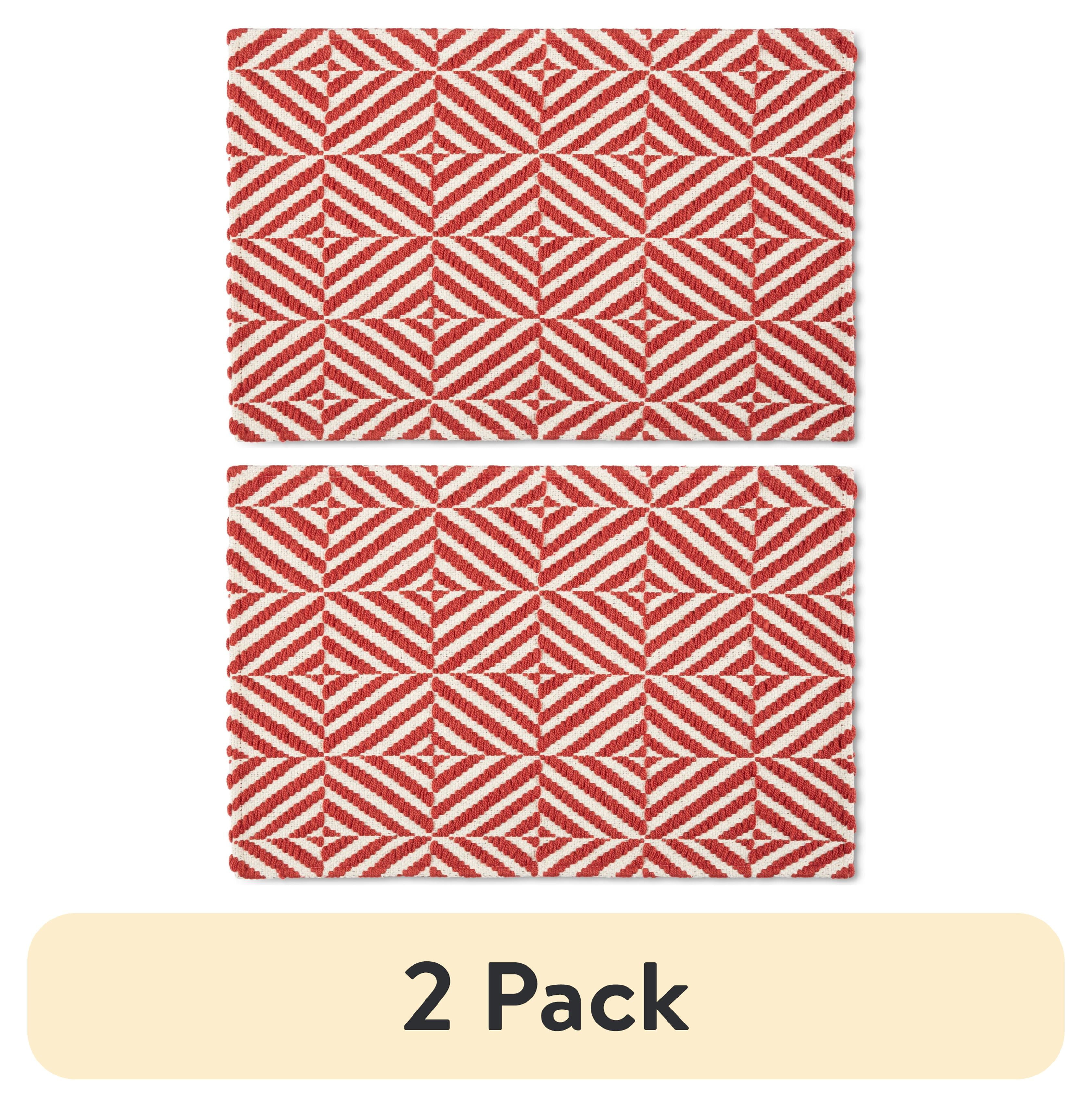 (2 pack) Mainstays Montana Woven Fabric Mat, 18"x27", Red, Available in Multiple Colors