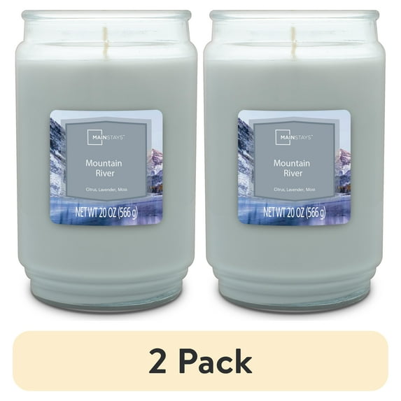(2 pack) Mainstays Mountain River Scented Single Wick Candle, 20 oz.