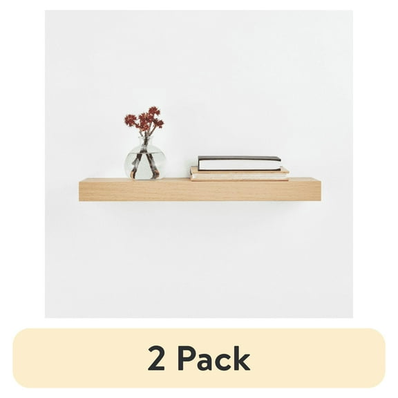 (2 pack) Mainstays Natural 18" Wood Floating Shelf