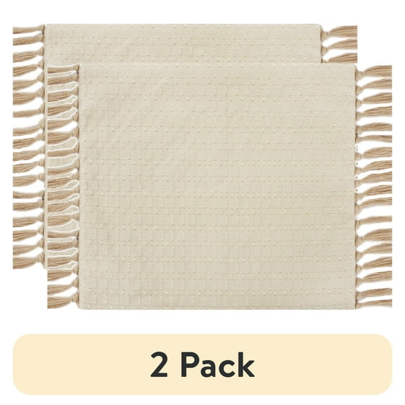 (2 pack) Mainstays Natural Textured Table Place Mat - Natural Color - 14" x 19"