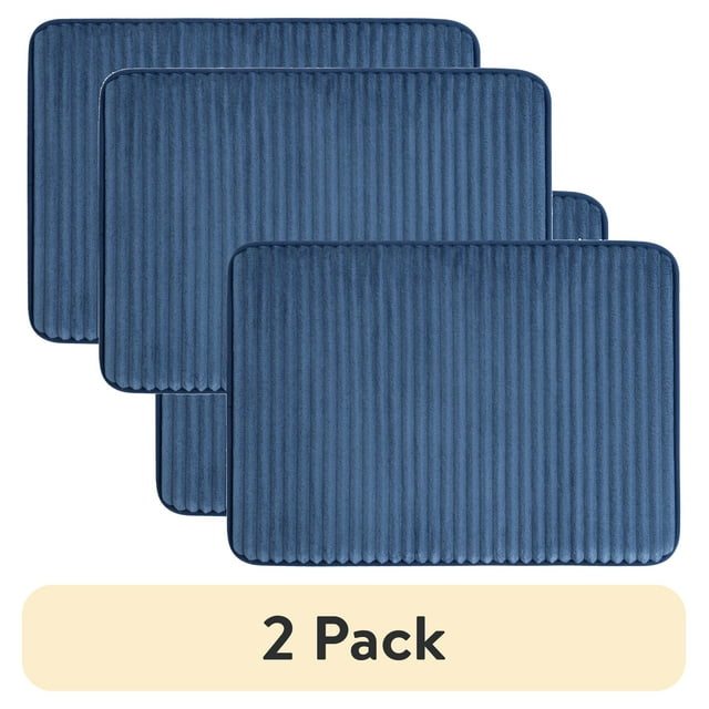 (2 pack) Mainstays Navy 2-Piece Performance Foam 17"x 24" Bath Rug Set