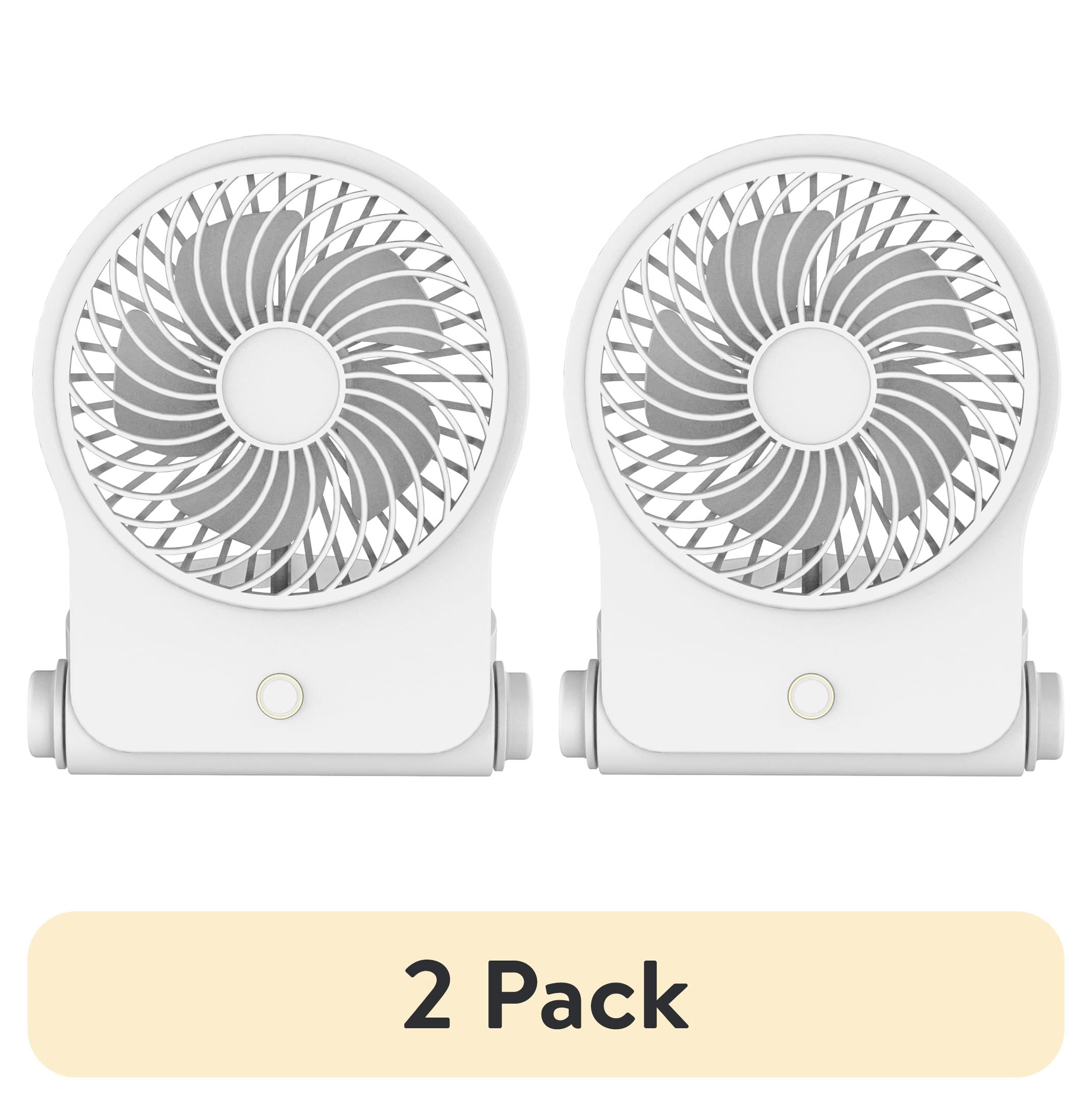 (2 pack) Mainstays 4 in On-the-Go Folding Personal Fan for Stroller, Car Seat and Treadmill, White
