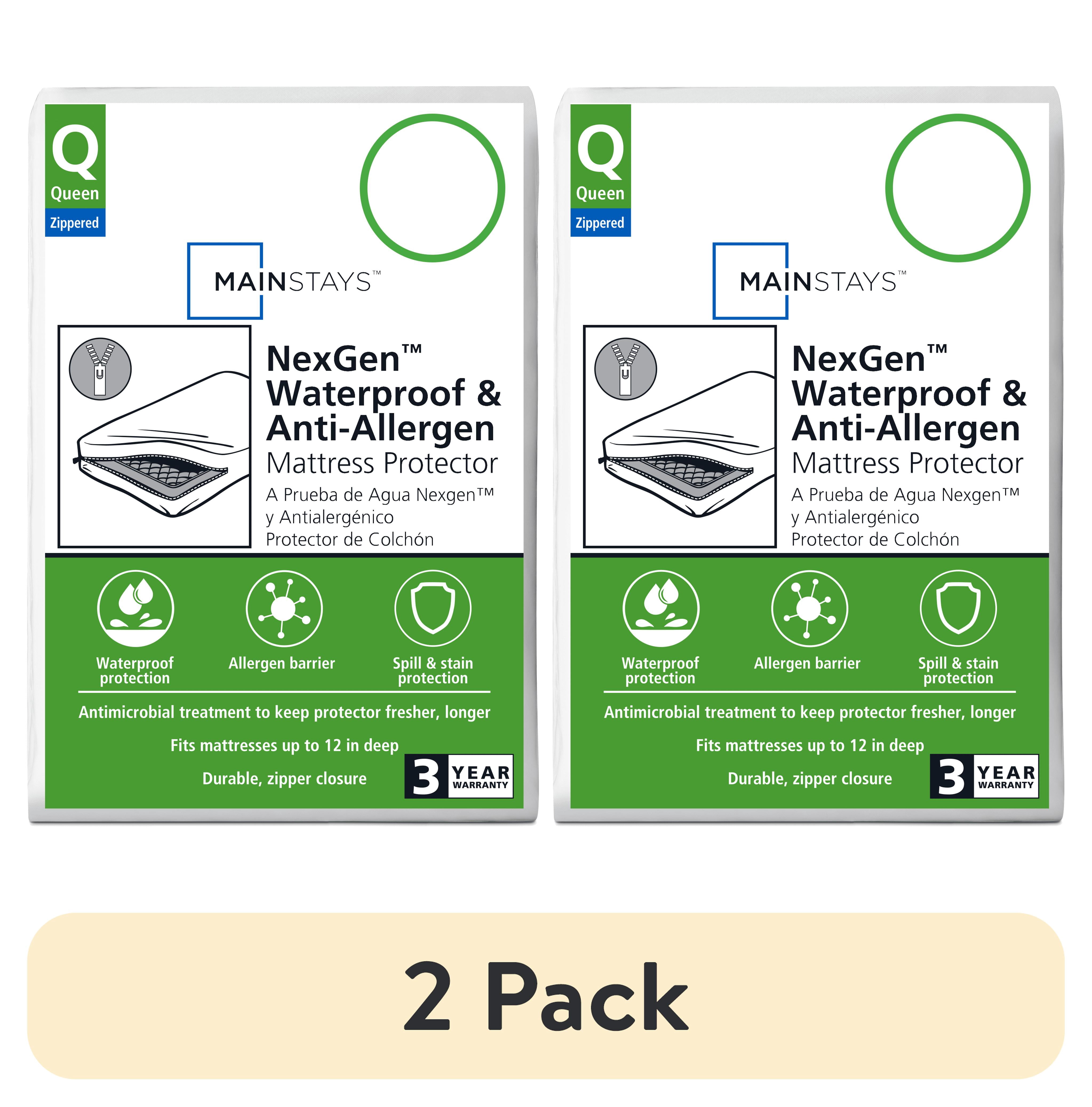 (2 pack) NexGen Waterproof Zippered Mattress Protector Mainstays, Queen
