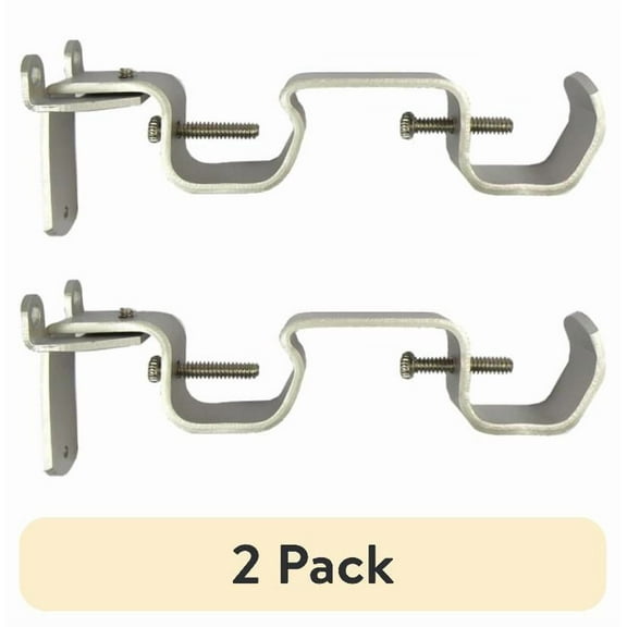 (2 pack) Mainstays 2 Double Rod Converter Brackets, Nickel