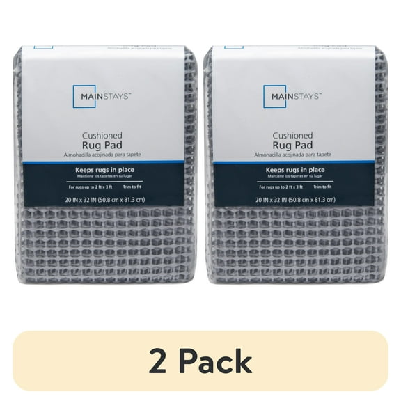 (2 pack) Mainstays Non-Skid Non-Slip Rug Pad, Gray, 2' x 3'