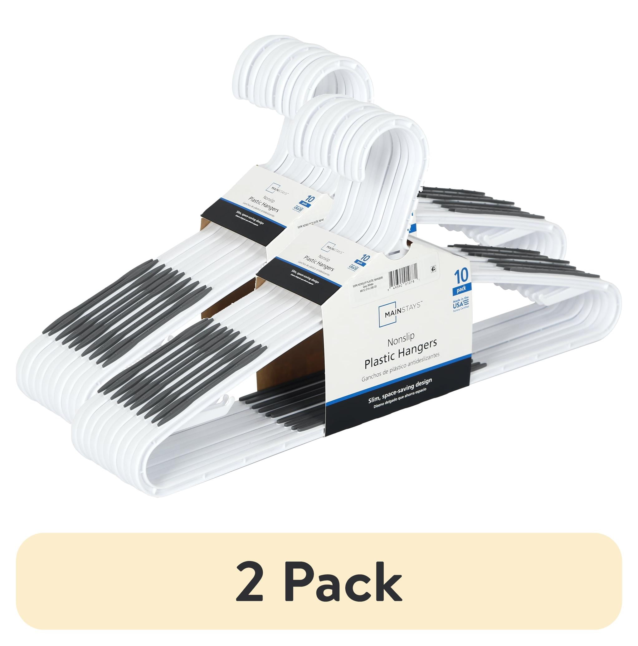(2 pack) Mainstays Non-Slip Plastic Shirt Hanger, 10 Pack, White