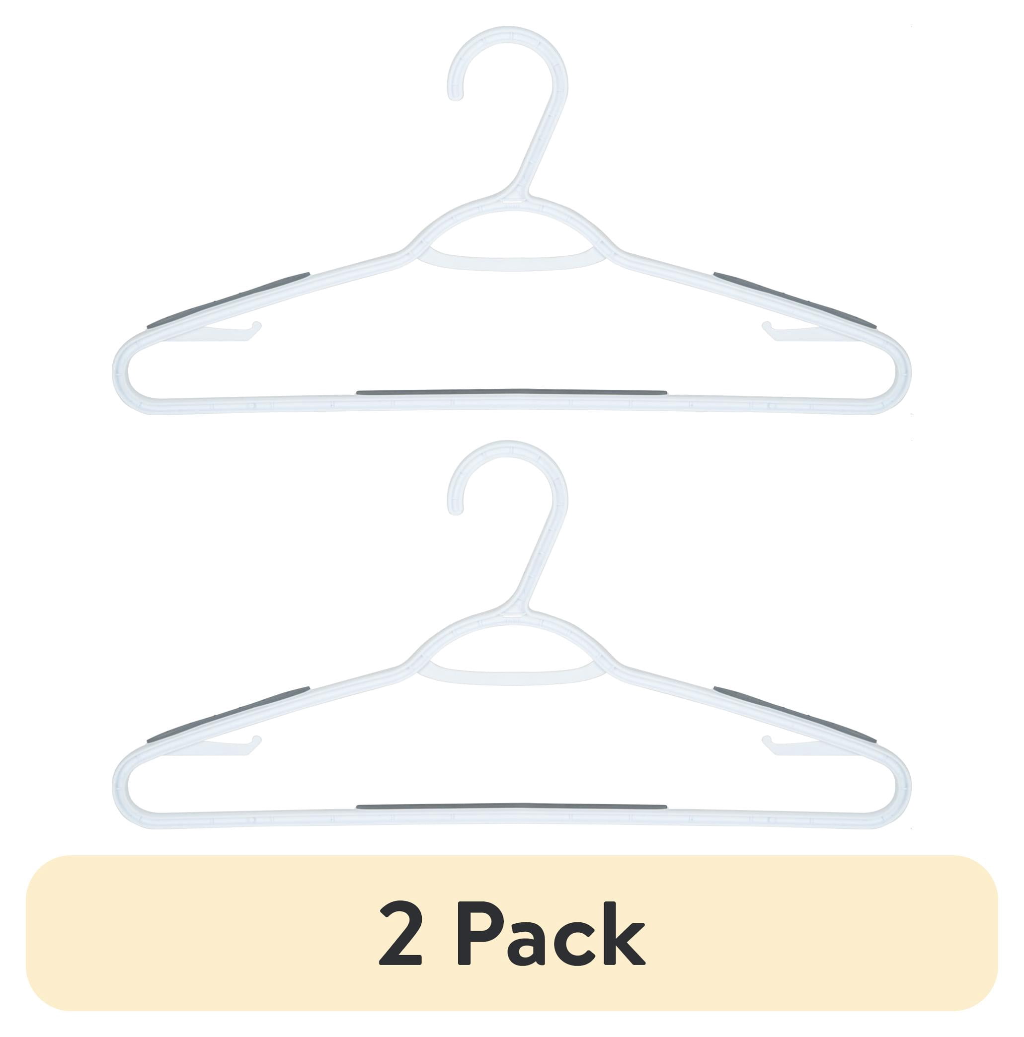 (2 pack) Mainstays Non-Slip Clothes Hangers, 30 Pack, White, Plastic