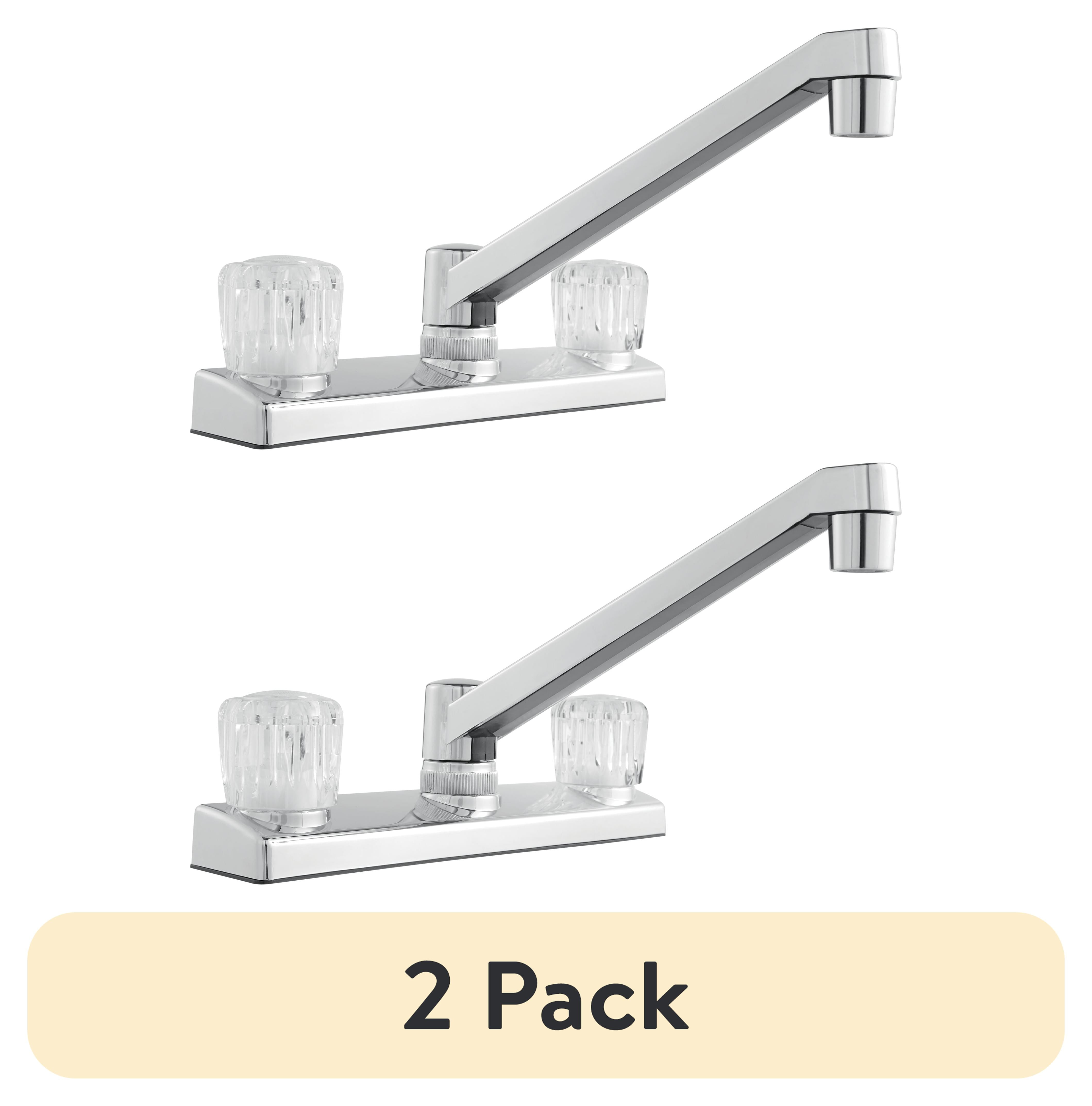 (2 pack) Mainstays Kitchen Faucet with Dual Acrylic Handles, Chrome Finish, Nonmetallic Body