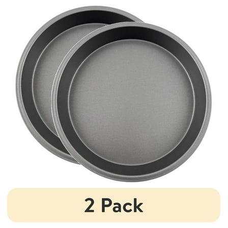 (2 pack) Mainstays 9" Diameter Nonstick Steel Round Cake Pan, Gray