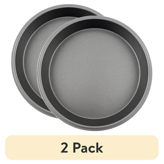 (2 pack) Mainstays 9" Diameter Nonstick Steel Round Cake Pan, Gray