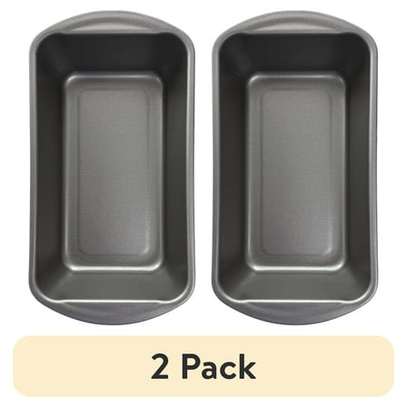 (2 pack) Mainstays Nonstick 9" x 5" x 2.7" Large Bread and Loaf Pan, Meatloaf, Gray