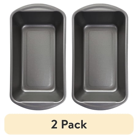 (2 pack) Mainstays Nonstick 9" x 5" x 2.7" Large Bread and Loaf Pan, Meatloaf, Gray