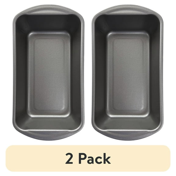 (2 pack) Mainstays Nonstick 9" x 5" x 2.7" Large Bread and Loaf Pan, Meatloaf, Gray