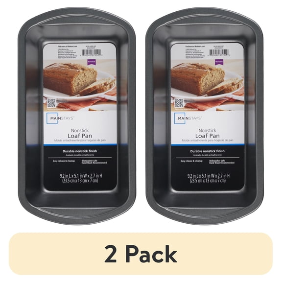 (2 pack) Mainstays Nonstick 9 x 5-Inch Large Loaf and Bread Pan, Gray