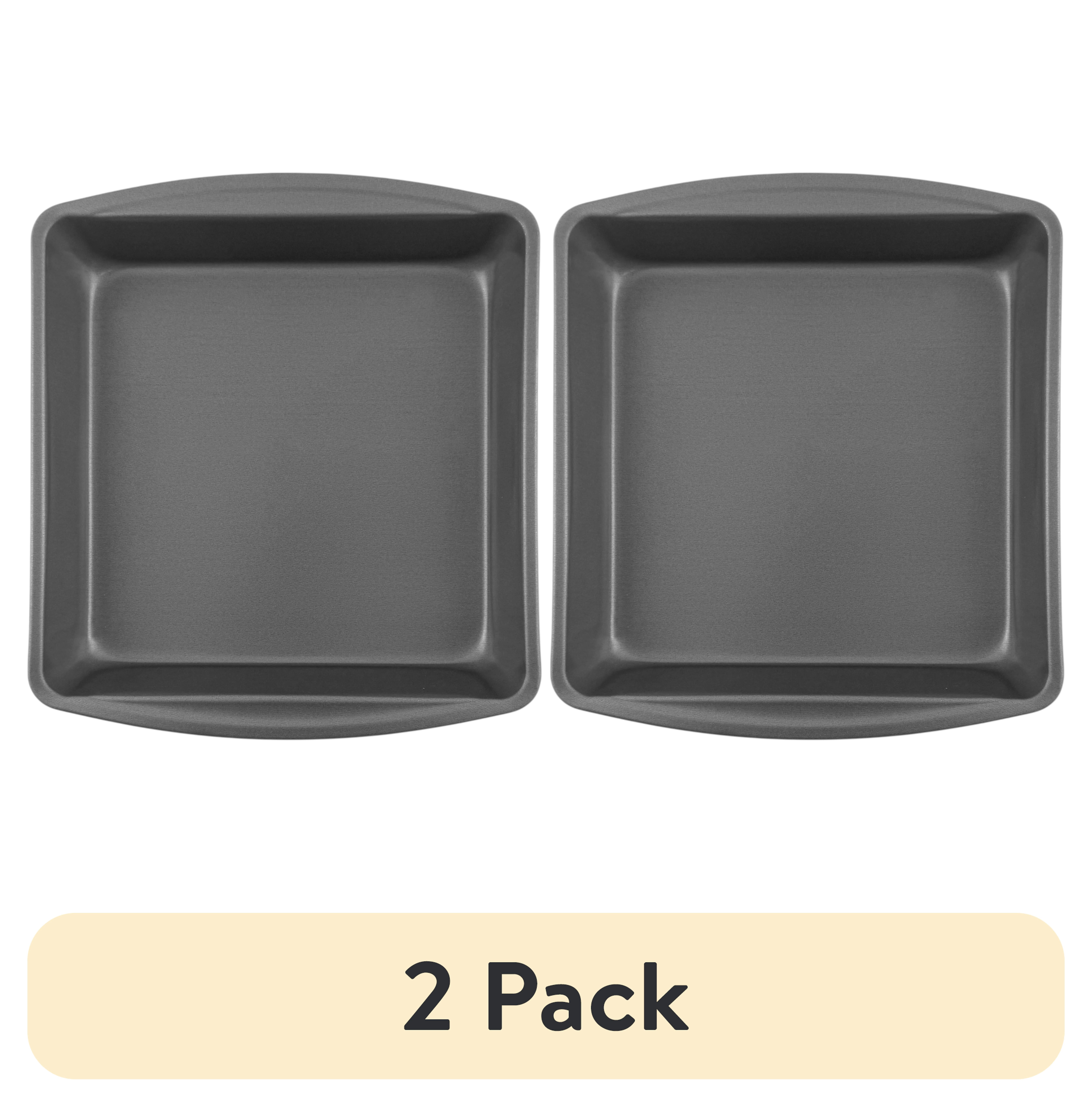(2 pack) Mainstays 9" x 9" x 2" Nonstick Square Cake Pan, Gray