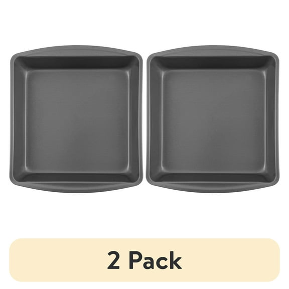 (2 pack) Mainstays 9" x 9" x 2" Nonstick Square Cake Pan, Gray