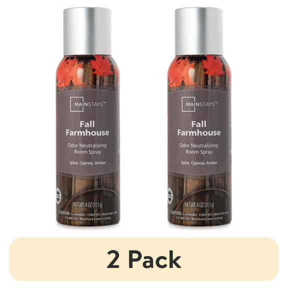 (2 pack) Mainstays Odor Neutralizing Room Spray, Fall Farmhouse Scent Air Freshner, 4 oz.