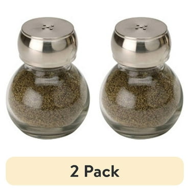 (2 pack) Mainstays Orbit Salt and Pepper Shaker Set, Clear Glass and Chrome Plate, Unfilled (2 Pack)