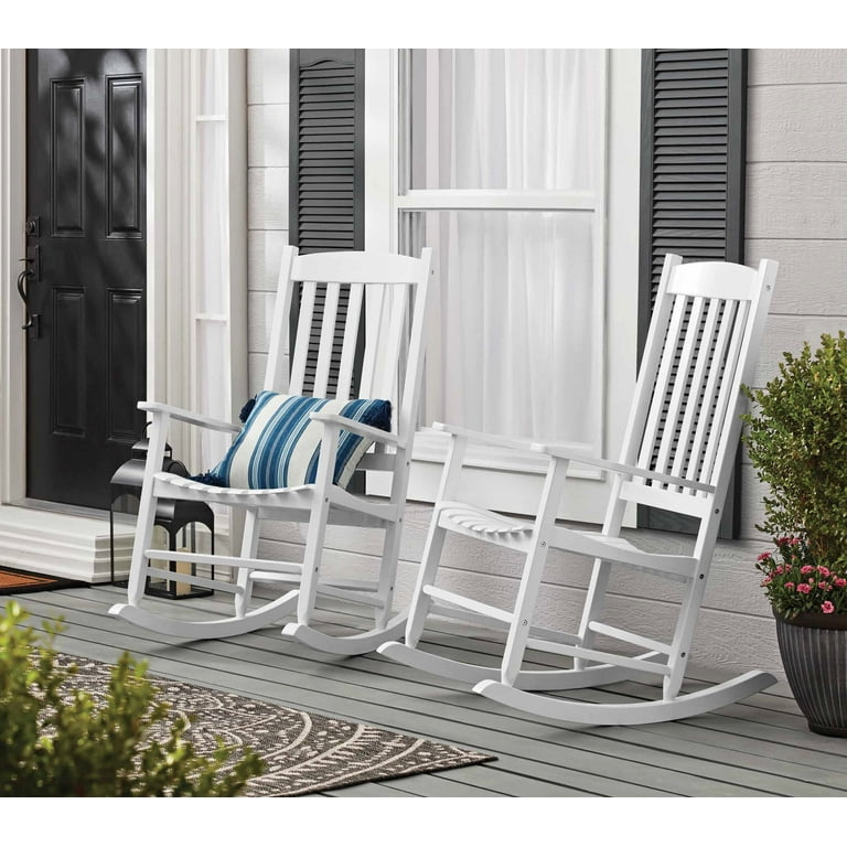 pack) Mainstays Outdoor Wood Porch Rocking Chair, White