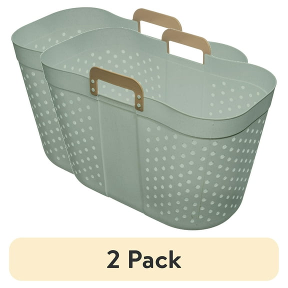 (2 pack) Mainstays Oval Flex Decorative Basket, Sage, Adult