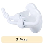 (2 pack) Mainstays Oval Style Steel Robe Wall Hook for Interior Locations, White, 3.23 in Assembled Width